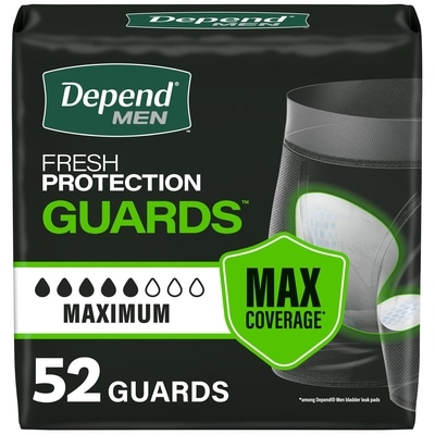 Depend Protections contre l’incontinence pour hommes, absorption maximale, 52 unités 52 ea, 0,63 $/1ch