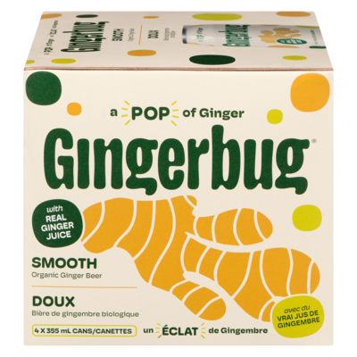 Gingerbug Prebiotic Organic Ginger Beer Smooth 4x355.0 ml, $1.02/100ml