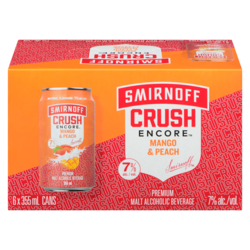 Smirnoff Premium Malt Alcoholic Beverage Mango & Peach (ID required at pick-up) 6x355.0 ml, $0.75/100ml