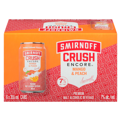 Smirnoff Premium Malt Alcoholic Beverage Mango & Peach (ID required at pick-up) 6x355.0 ml, $0.66/100ml