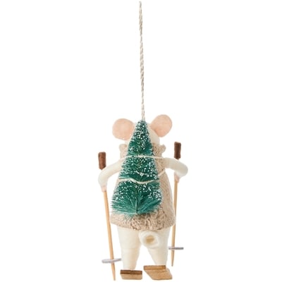 Felt Skier Mouse with Tree Ornament