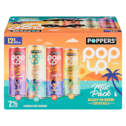 Poppers Alcoholic Malt Beverage Mix Pack (ID required at pick-up) 12x355.0 ml, $0.47/100ml