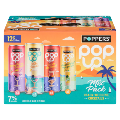 Poppers Alcoholic Malt Beverage Mix Pack (ID required at pick-up) 12x355.0 ml, $0.54/100ml