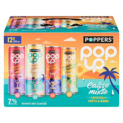 Poppers Boisson de malt alcoolisée caisse mixte (Pièce d’identité requise au moment du ramassage) 12x355.0 ml, 0,54 $/100ml