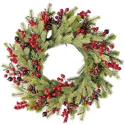 Life at Home Couronne lumineuse avec baies rouges et pommes de pin 1 ea, 39,00 $/1ch