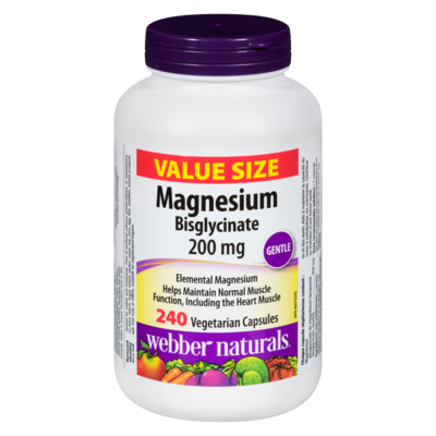 Webber Naturals Magnesium Bisglycinate 200 Mg Value Size 240 ea, $0.18/1ea