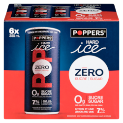 Poppers Boisson de malt alcoolisée citron et lime zéro sucre (Pièce d’identité requise au moment du ramassage) 6x355.0 ml, 0,66 $/100ml