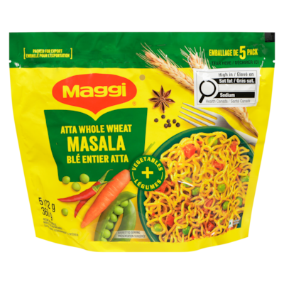 Maggi Nouilles de blé instantanées masala blé entier atta + légumes 362.5 g, 1,38 $/100g