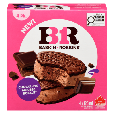 Baskin Robbins Ice Cream Sandwiches Chocolate Mousse Royale 4x125.0 ml, $2.20/100ml