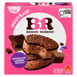 Baskin Robbins Sandwichs à la crème glacée chocolate mousse royale 4x125.0 ml, 2,20 $/100ml