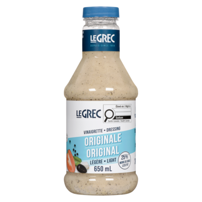 Le Grec Vinaigrette originale légère 650 ml, 1,08 $/100ml