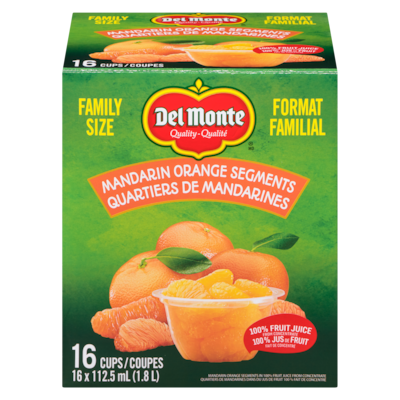 Del Monte Quartiers de mandarines dans du jus de fruit 100 % fait de concentré format familial 16x112.0 ml, 1,39 $/100ml