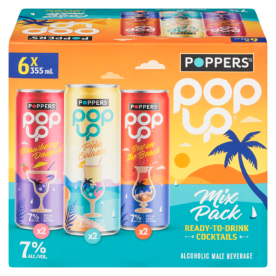 Poppers Alcoholic Malt Beverage Mix Pack (ID required at pick-up) 6x355.0 ml, $0.66/100ml