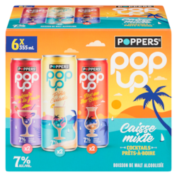 Poppers Boisson de malt alcoolisée caisse mixte (Pièce d’identité requise au moment du ramassage) 6x355.0 ml, 0,66 $/100ml