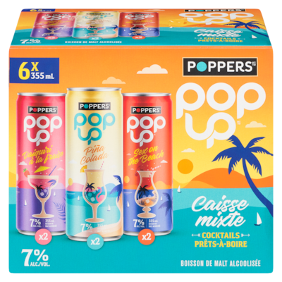 Poppers Boisson de malt alcoolisée caisse mixte (Pièce d’identité requise au moment du ramassage) 6x355.0 ml, 0,66 $/100ml