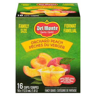 Del Monte Pêches en dés dans du jus de fruit 100 % fait de concentré pêches du verger format familial 16x112.0 ml, 1,39 $/100ml