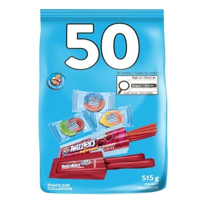 Twizzlers Sac De Friandises Assorties Sans Arachides, 50 Unités 515 g, 2,14 $/100g