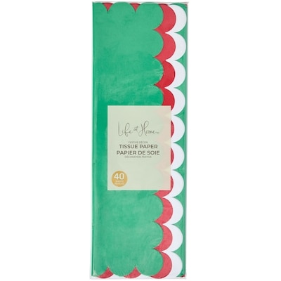 Life at Home Paquet de 40 feuilles de papier de soie – vert, rouge et blanc 1 ea, 3,00 $/1ch