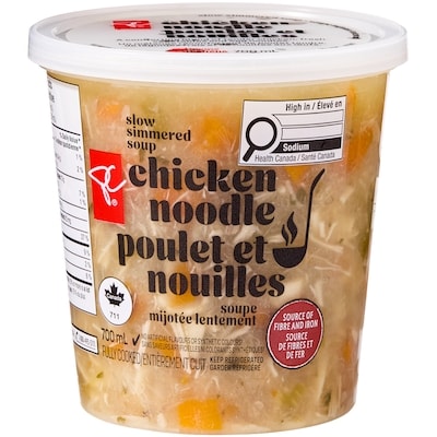le Choix du Président Soupe au poulet et nouilles 700 ml, 1,29 $/100ml