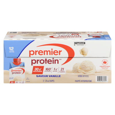 Premier Protein Frappés saveur vanille 12x325.0 ml, 1,44 $/100ml