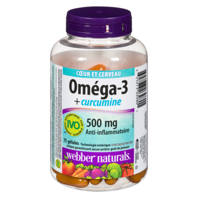 Webber Naturals Oméga-3 + curcumine 500 mg 75 ea, 0,35 $/1ch