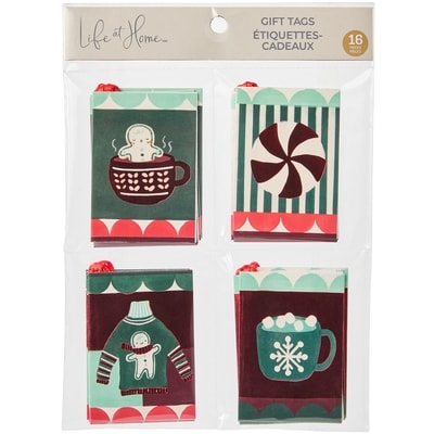 null Ensemble de 16 étiquettes-cadeaux – Fêtes rétro 1 ea, 3,00 $/1ch