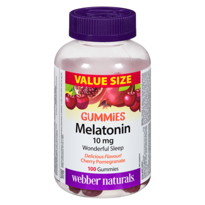 Webber Naturals Melatonin 10 Mg Delicious Flavour! Cherry Pomegranate Value Size 100 ea, $0.28/1ea