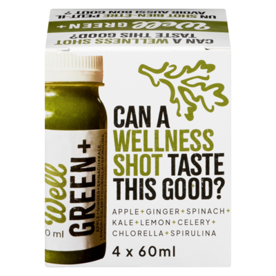 Well Wellness Shots Green+ 4x60.0 ml, $6.25/100ml