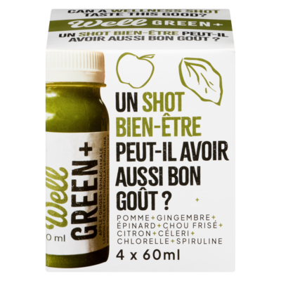 Well Shots de bien-être green+ 4x60.0 ml, 6,25 $/100ml