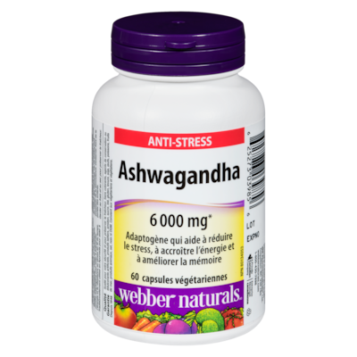Webber Naturals Ashwagandha 6 000 mg 60 ea, 0,42 $/1ch