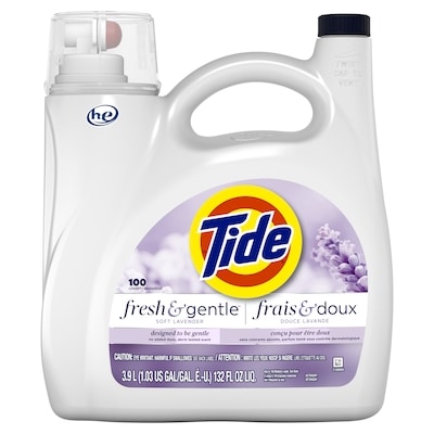 Tide Fresh & Gentle liquid laundry detergent, 100 Loads 3.9 l, $0.64/100ml