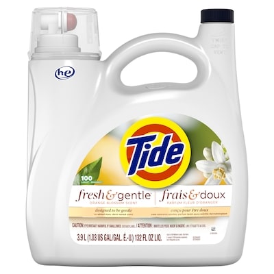 Tide Fresh & Gentle liquid laundry detergent, 100 Loads 3.9 l, $0.64/100ml