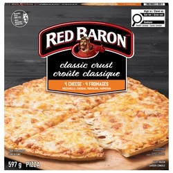 DESIS CHOICE Pizza surgelée aux quatre fromages à croûte classique 597 g, 0,59 $/100g