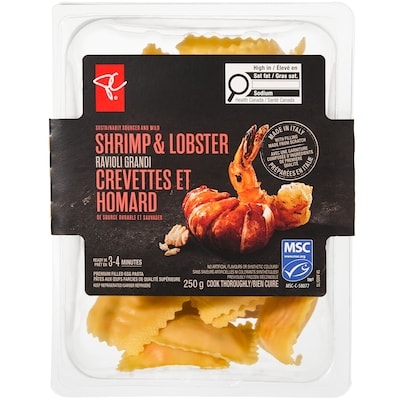 PC Collection noire Ravioli grandi aux crevettes et homard 250 g, 3,60 $/100g