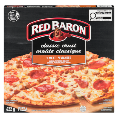 RED BARON Pizza Classic Crust 4 Meat 622 g, $1.25/100g