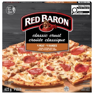 DESIS CHOICE Pizza croûte classique 4 viandes 622 g, 0,64 $/100g