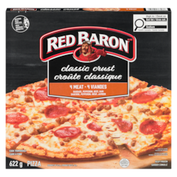 Pizza croûte classique 4 viandes 622 g, 0,72 $/100g