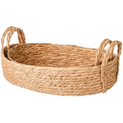 Life at Home Plateaux en paille ovales de rangement avec deux poignées, lot de 2 2 ea, 10,00 $/1ch