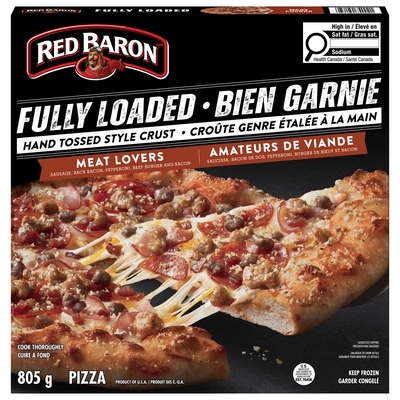RED BARON Fully Loaded Meat Lover's Hand Tossed Crust Frozen Pizza 805 g, $1.24/100g