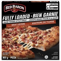 DESIS CHOICE Pizza surgelée Amateurs de viande bien garnie croûte genre étalée à la main 805 g, 1,18 $/100g