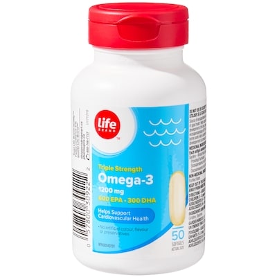 Life Brand Triple Strength Omega-3 1200 mg 50 Softgels 50 ea, $0.18/1ea