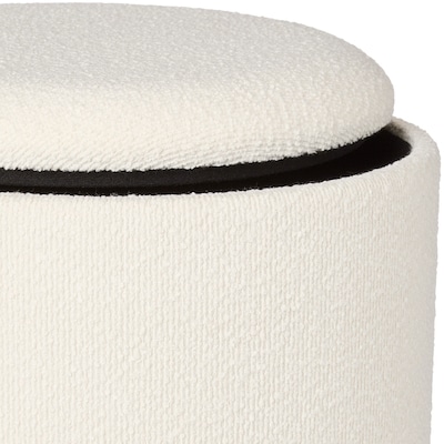 Round Boucle Ottoman with Storage