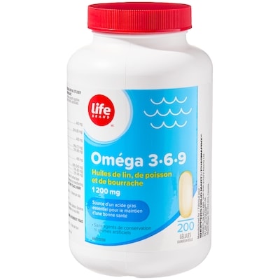Life Oméga 3-6-9 à 1 200 mg, 200 gélules 200 ea, 0,07 $/1ch