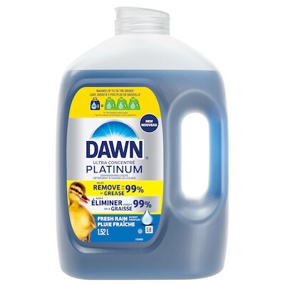 Dawn Cruche de savon à vaisselle Platinum, parfum Pluie fraîche 1.52 l, 0,85 $/100ml