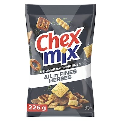 Chex Mélange de grignotines Ail et fines herbes 226 g, 1,77 $/100g