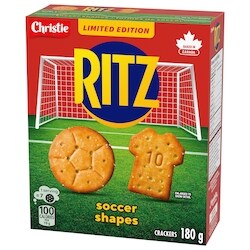 Christie RITZ Soccer Shapes Crackers snacks, Baked in Canada - 180