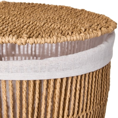 Tall Storage Basket with Lid - Natural