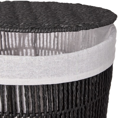 Tall Storage Basket with Lid - Black