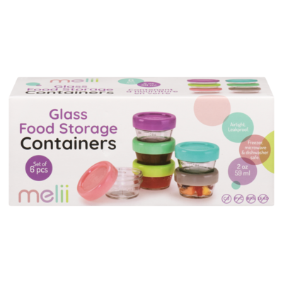 Melii Glass Food Storage Containers 59 Ml 6 ea, $2.67/1ea