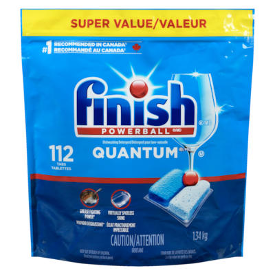 Finish Détergent pour lave-vaisselle super valeur Quantum 112 ea, 0,32 $/1ch